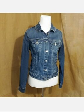 Old Navy Women's Medium Jean Denim Jacket Silver Buttons EUC